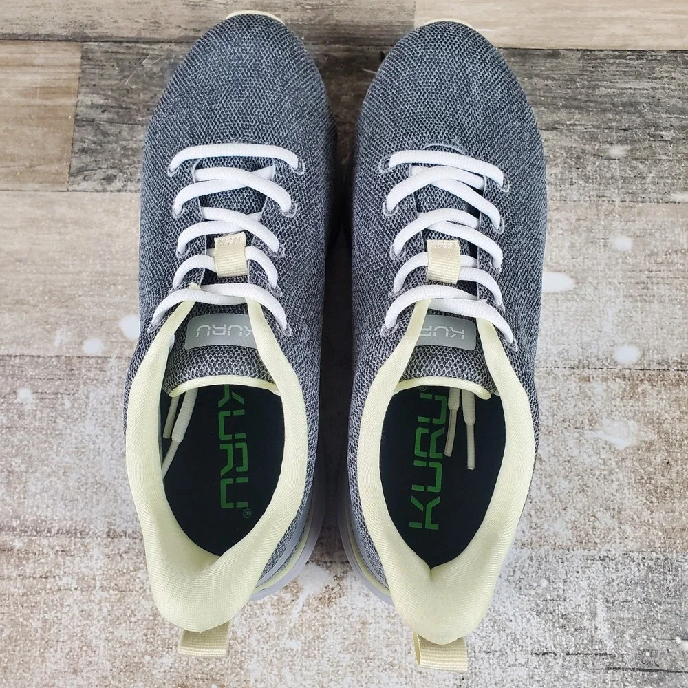 Kuru Flex Via Womens Shoes Sz 7.5 W Running Athletic Dove Gray Pale Lime Sneaker